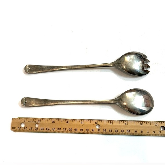 Vintage FB Rogers Italy Silver Plated Salad Serving Spoon and Fork 9 1/4" - Picture 3 of 6
